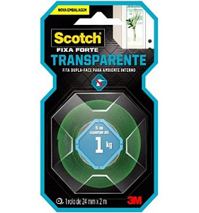 Fita Dupla Face 3M™ Scotch® Fixa Forte, Transparente, 24 mm x 2 m