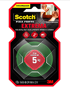 Fita Dupla Face 3M™ Scotch® Fixa Forte Fixação Extrema, 24 mm x 2 m