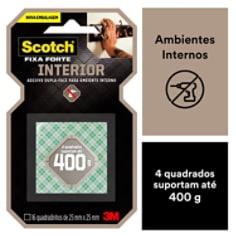 Fita Dupla Face 3M™ Scotch® Fixa Forte, Interiores, Espuma, 16 Quadradinhos, 25mm x 25 mm