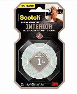 Fita Dupla Face Scotch® 3M Fixa Forte Interiores, Espuma, 24 mm x 1,5 m