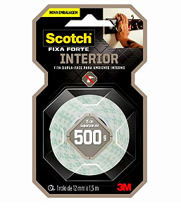 Fita Dupla Face 3M™ Scotch® 3M Fixa Forte, Interiores, Espuma, 12 mm x 1,5 m