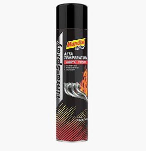 Tinta spray  alta temp. Preto fosco 400ml mundial prime PACOTE C/6
