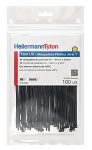 Abraçadeira T30R preta UV  hellermann PACOTE C/100