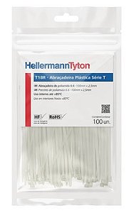 Abraçadeira plastico T18R natural UV  hellermann PACOTE C/100