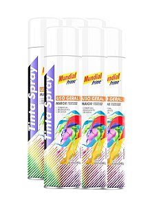 Tinta spray 400ml mundial prime ug branco brilhante fardo c/ 06un