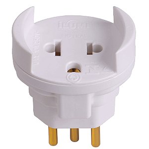 Pino Adaptador (Entrada =3 Redondo/Saida =32 Chato 1 Redondo) Ilumi 20A Cinza