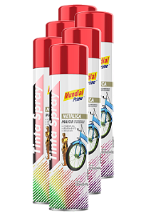 Tinta spray 400ml mundial prime metalica vermelho fardo c/ 06un