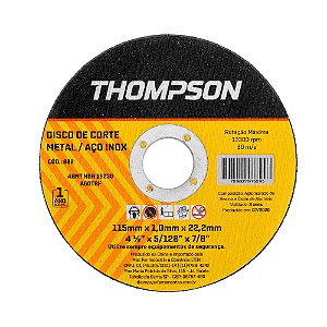 Disco de corte Thompson 4.1/2" inox 882 PACOTE C/10