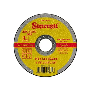 Disco Starrett abrasivo de corte 115X1,6X22.2mm