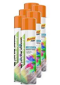Tinta spray luminoso laranja 400ml mundial prime FARDO C/6