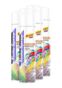 Tinta spray 400ml mundial prime ug branco fosco fardo c/ 06un