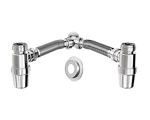 Sifao Tubo Extensivel Duplo c/ Copo Horizontal 0,72 m Cromado c/ Canopla Saco Plastico CENSI