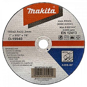 DISCO DE CORTE PARA FERRO MAKITA 7 X 3/32 X 7/8 D-19940-10