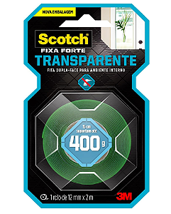 Fita Dupla Face 3M™ Scotch® Fixa Forte, Transparente, 12 mm x 2 m