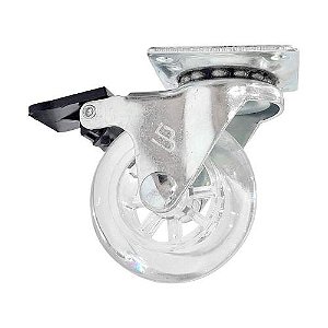 Rodizio Base Giratoria c/freio 50mm 2 silicone BENDOOR