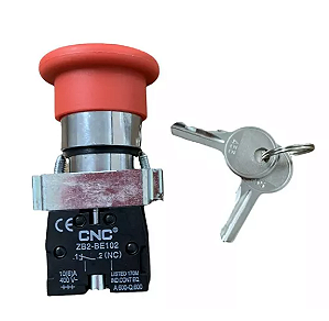 Botão Emergência Com Chave Lay5-bs 142 Vermelho
