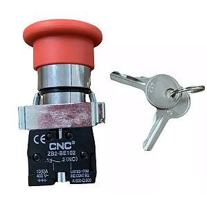 Kit C/4 Unid Botão Emergência Com Chave Lay-5 Vermelho