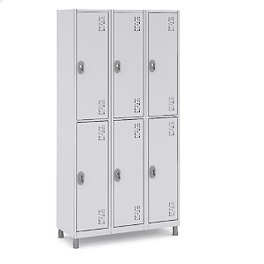 Roupeiro Aço 6 Portas 191x97x40Cm Academia Vestiário Tranca