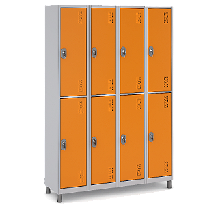 Roupeiro Aço 8 Portas 191x128x40Cm Academia Vestiário Tranca