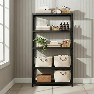 Estante Aço 155x80x25 5 Prateleiras Bipartida Preta W3
