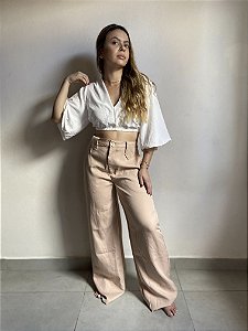 CALÇA PANTALONA ALFAIATARIA BEGE MOSS
