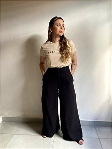 CALÇA PANTALONA LINHO PRETA INK