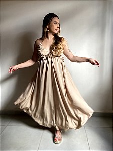 VESTIDO MIDI BEGE GRAY