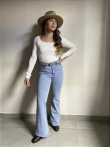 CALÇA FLARE JEANS CLARA ALMEIDA