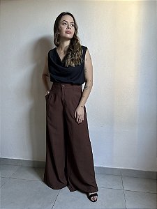 CALÇA PANTALONA LINHO MARROM INK