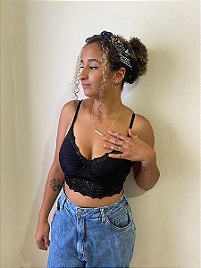 CROPPED RENDA PRETO CATARINA