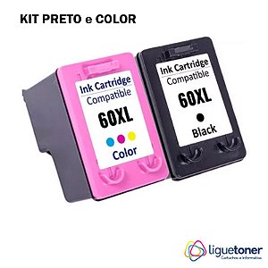 KIT Com 2 Cartucho de Tinta 60XL/901XL/675XL Preto 13 ML e Color 12.5 ML Microjet