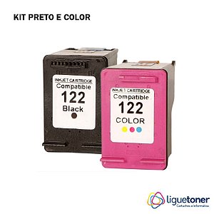 KIT Com 2 Cartucho de Tinta 122XL Preto 13 ML e Color 12 ML Microjet