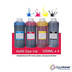 KIT 4 CORES DE 500ML TINTA COMPATIVEL CORANTE UNIVERSAL
