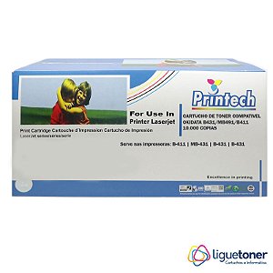 Cartucho de Toner Compatível OKIDATA B431 / MB491 / B411 10K Printech