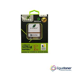 FONTE CARREGADOR ULTRA RAPIDO C/2 USB MOD. XC UR 15 MARCA: X-CELL
