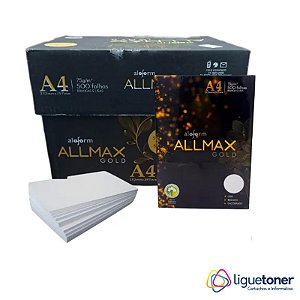 Papel A4 Branco 75 grs. 210x297 AllMax CX c/5 resma de 500 folhas