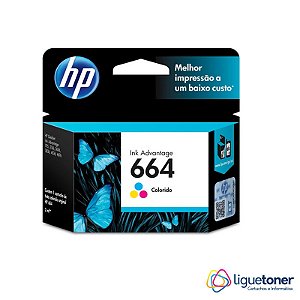 Cartucho de Tinta HP Original 664xl 2ML Color F6V28AB