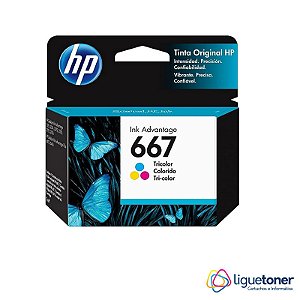 Cartucho de Tinta HP Original 667xl 2ML Color 3YM78AB