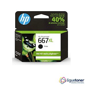 Cartucho de Tinta HP Original 667xl 8,5ML Preto 3YM81AB