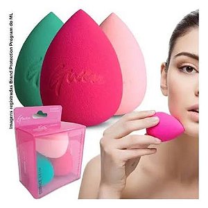 Kit 3 Mini Esponja Maquiagem Gota Blender Base Corretivo