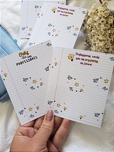 50 Cookie Cards 9,5x11,5cm - Frente e verso - Professores ABC
