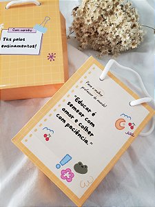 20 Mini Sacolas - 12x9x4cm - Professor Yellow Note