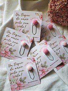 100 Cards + Clips com pompom - Outubro Rosa