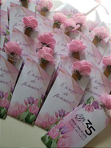 24 Mini lixas botão de rosa - Outubro Rosa - Tempo de florescer 02
