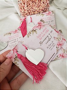Card com espelho coração - Outubro Rosa