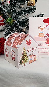 Caixa Casinha com alça Natal Laços