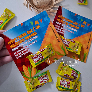 Card com balinha de milho - Arraiá da alegria - Festa junina
