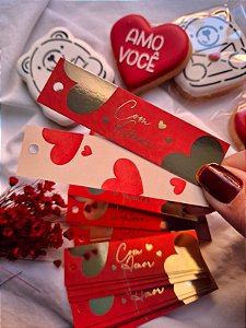 20 Un Tag palito com Hotstamping dourado PRONTA ENTREGA