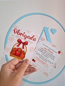 20 Un Postal agradecimento "MORANGO" - PRONTA ENTREGA