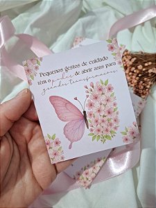 20 Un Postal Borboleta Floral Outubro Rosa - PRONTA ENTREGA